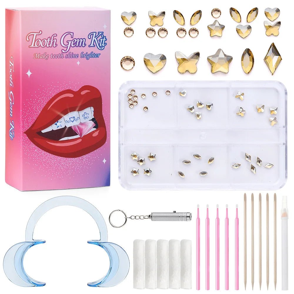 Tooth Gem Kits Professionally Decorate Your Teeth Gold Tooth Gems - QIAO CrystalQIAO CrystalQIAO Crystal