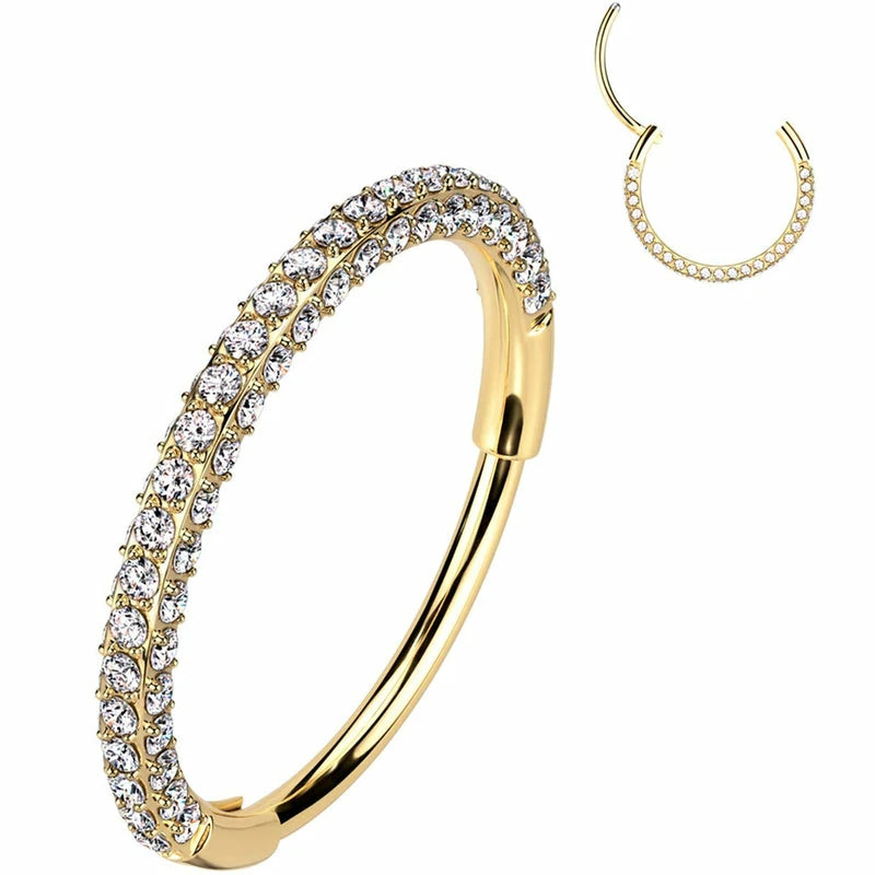 Triple Sided Micro Implant Grade Titanium With Sparkling CZ Gems