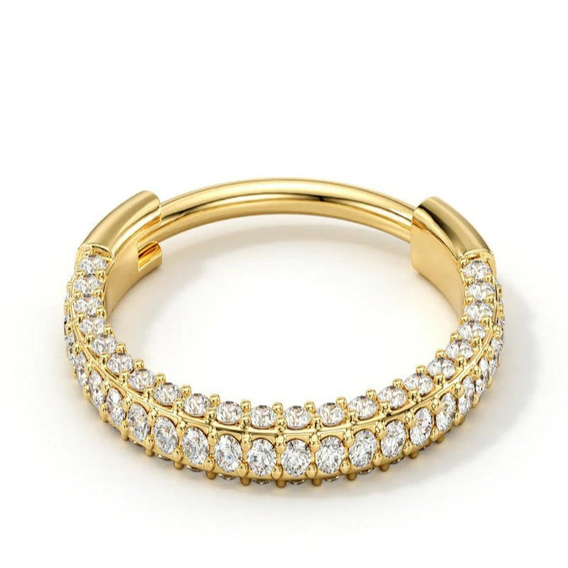 Triple Sided Micro Implant Grade Titanium With Sparkling CZ Gems