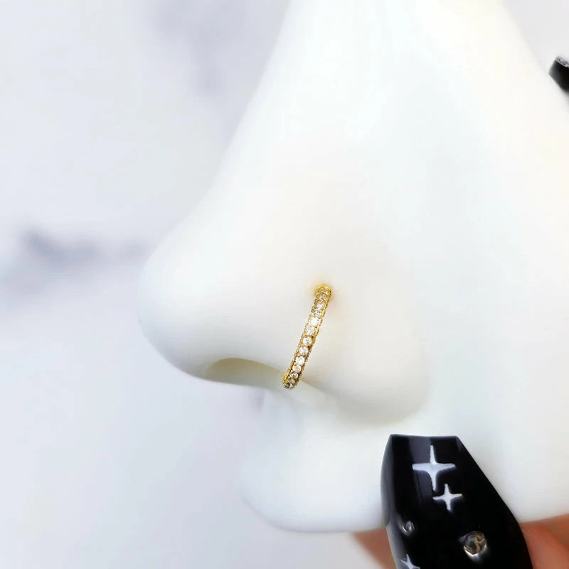 Triple Sided Micro Implant Grade Titanium With Sparkling CZ Gems