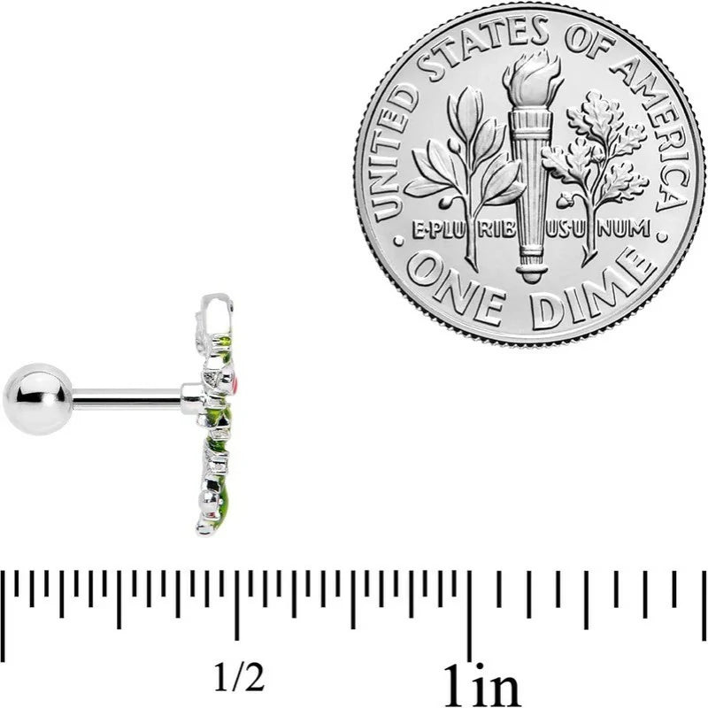 Winter Holiday 316L Stainless Steel Christmas Candy Cane Cartilage Earring Helix Tragus