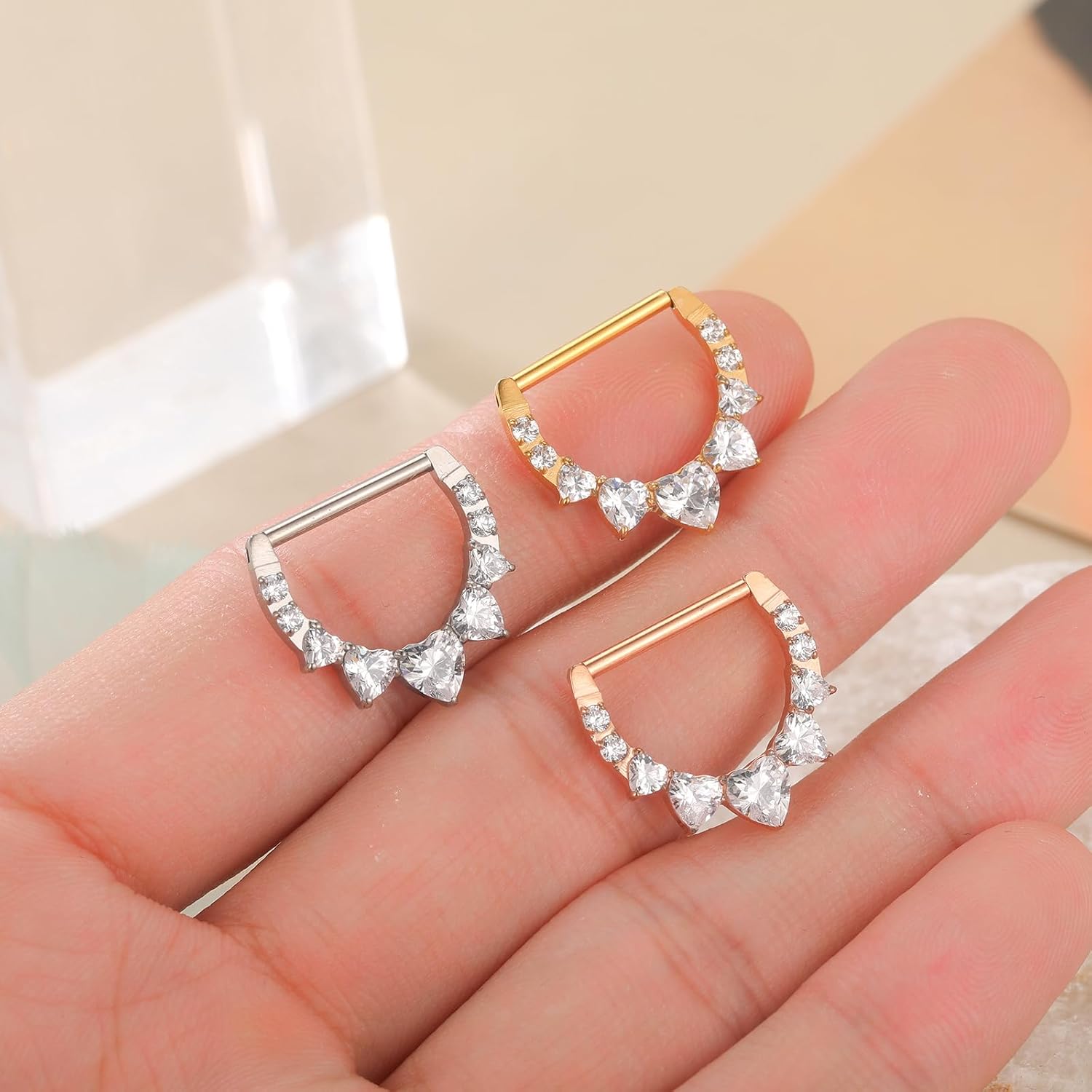 Xpircn 14G Titanium Nipple Piercing Jewelry for Women Higned Segment Clicker Ring Hoops D Shaped Nipple Rings - QIAO CrystalQIAO CrystalQIAO Crystal